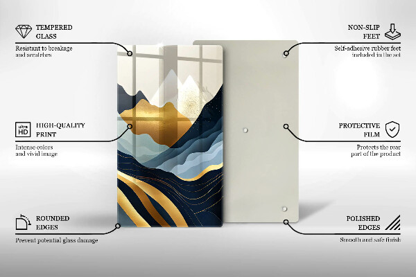 Üveg vágódeszka Absztrakt hegyek