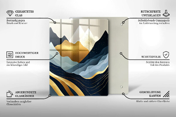 Üveg vágódeszka Absztrakt hegyek