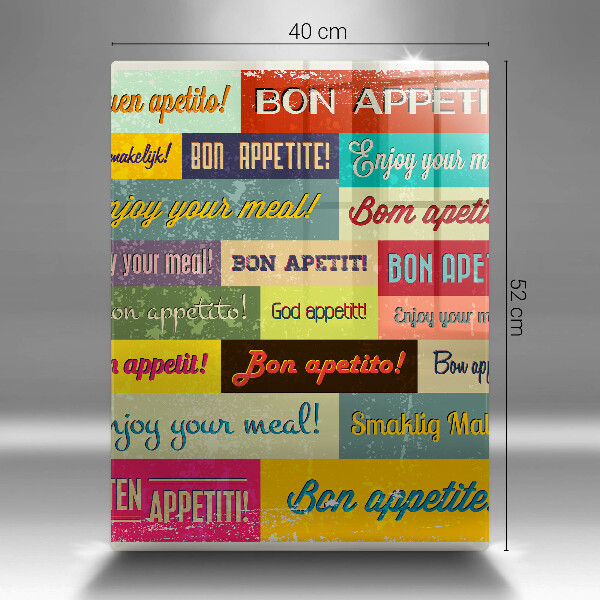 Üveg vágódeszka Feliratok Jó étvágyat nyelvek