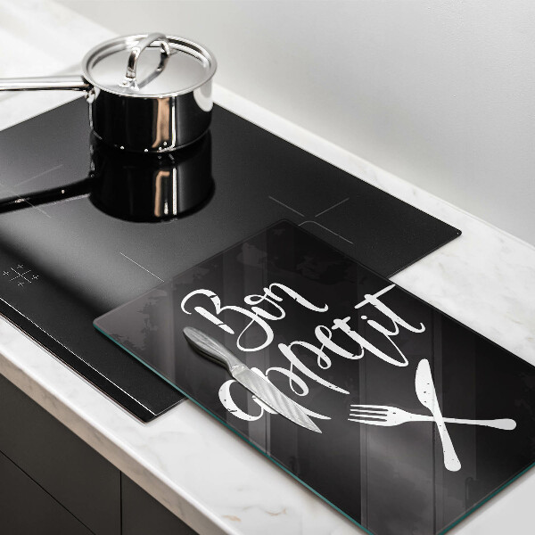 Üveg vágódeszka Bon appetit felirattal