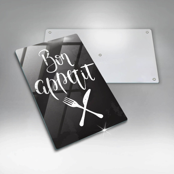 Üveg vágódeszka Bon appetit felirattal