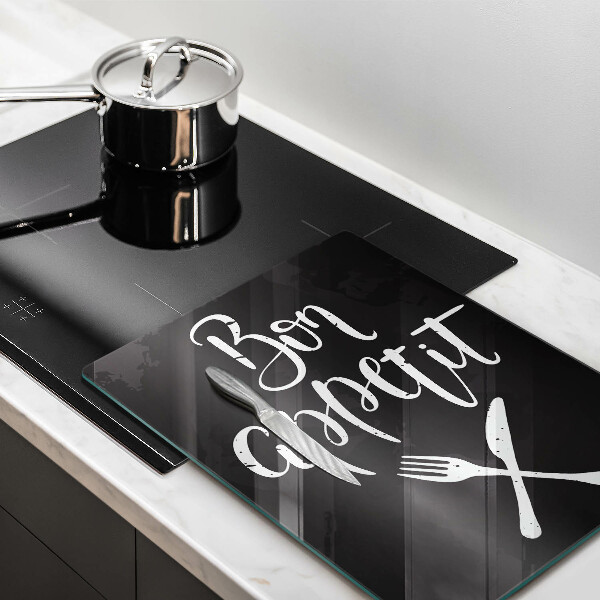 Üveg vágódeszka Bon appetit felirattal