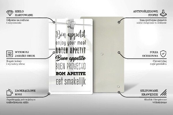 Üveg vágódeszka Konyhai felirat mondván