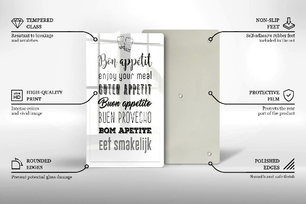 Üveg vágódeszka Konyhai felirat mondván