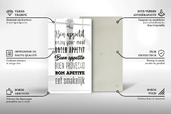 Üveg vágódeszka Konyhai felirat mondván