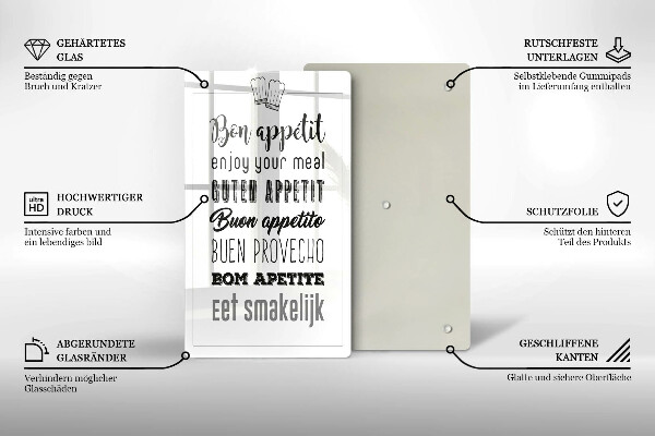 Üveg vágódeszka Konyhai felirat mondván