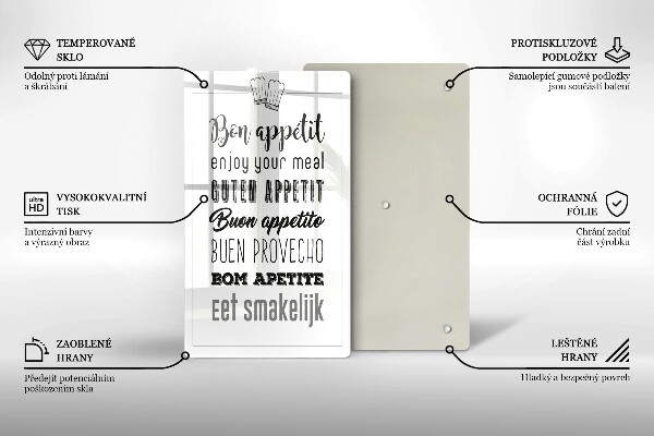 Üveg vágódeszka Konyhai felirat mondván