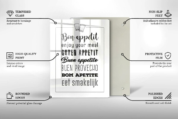 Üveg vágódeszka Konyhai felirat mondván