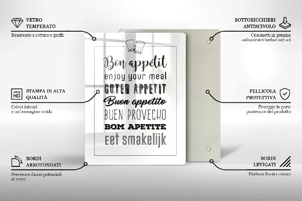 Üveg vágódeszka Konyhai felirat mondván