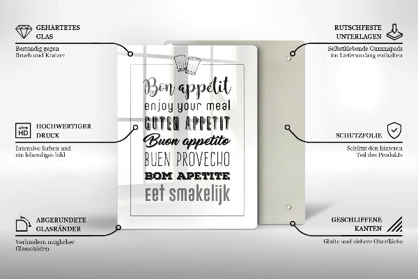 Üveg vágódeszka Konyhai felirat mondván