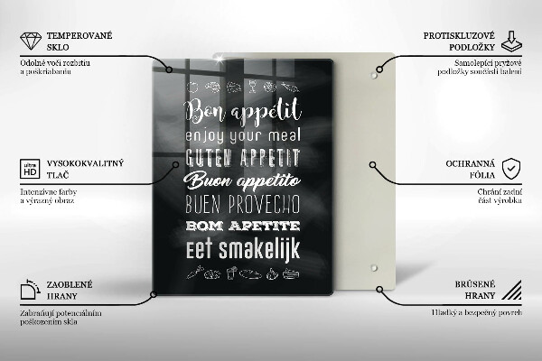 Üveg vágódeszka Konyhai felirat mondván