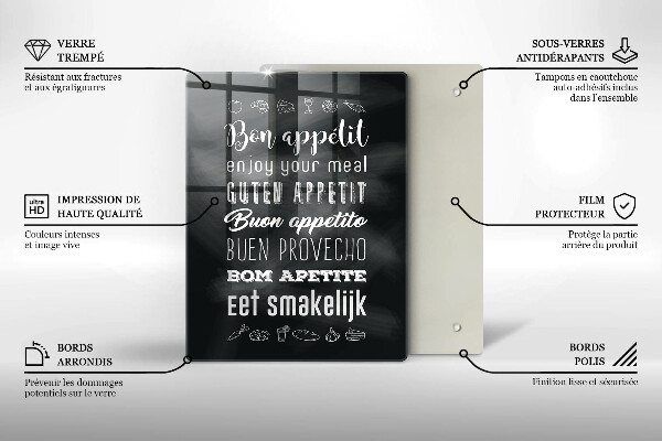 Üveg vágódeszka Konyhai felirat mondván