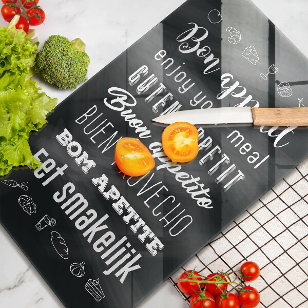 Üveg vágódeszka Konyhai felirat mondván