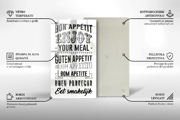 Üveg vágódeszka Felirat a konyhához mondat