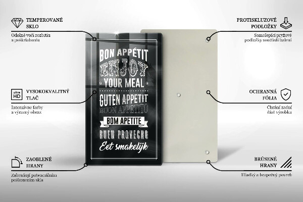 Üveg vágódeszka Felirat a konyhához mondat