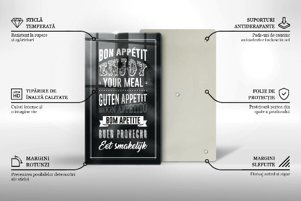 Üveg vágódeszka Felirat a konyhához mondat