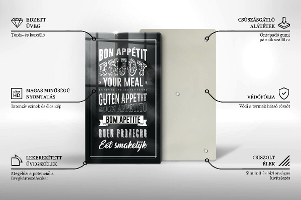 Üveg vágódeszka Felirat a konyhához mondat