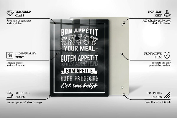 Üveg vágódeszka Felirat a konyhához mondat