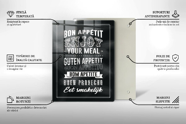 Üveg vágódeszka Felirat a konyhához mondat