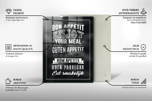 Üveg vágódeszka Felirat a konyhához mondat