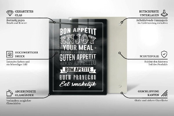 Üveg vágódeszka Felirat a konyhához mondat