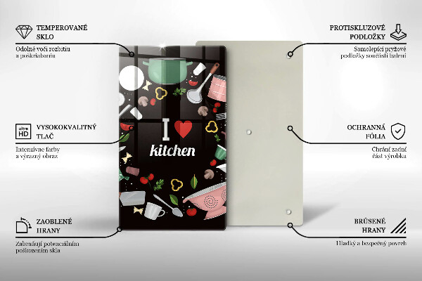 Üveg vágódeszka I love kitchen