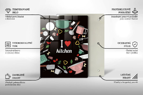 Üveg vágódeszka I love kitchen