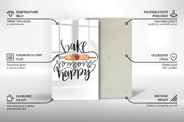 Üveg vágódeszka Bake someone happy