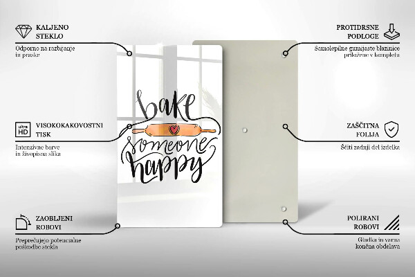 Üveg vágódeszka Bake someone happy