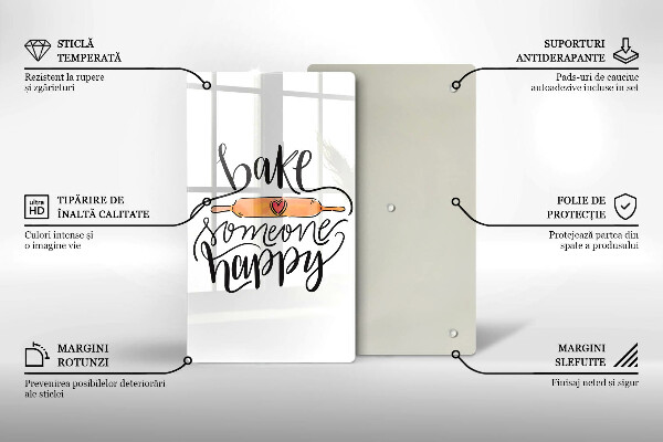 Üveg vágódeszka Bake someone happy
