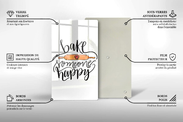 Üveg vágódeszka Bake someone happy