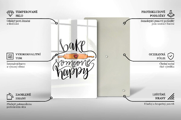 Üveg vágódeszka Bake someone happy