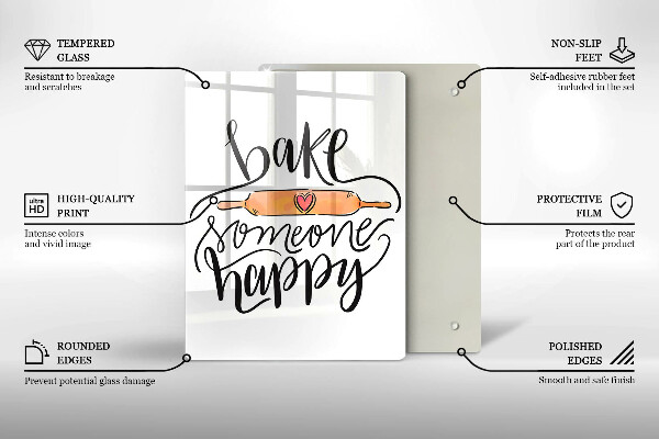 Üveg vágódeszka Bake someone happy