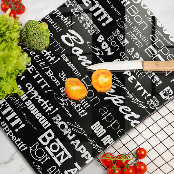 Üveg vágódeszka Konyhai feliratok Bon appetit