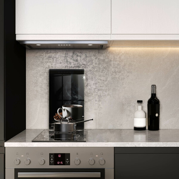 Üveg vágódeszka Egy csésze forró kávé