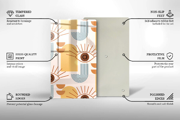 Üveg vágódeszka Boho szem minta