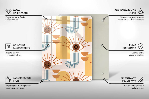 Üveg vágódeszka Boho szem minta