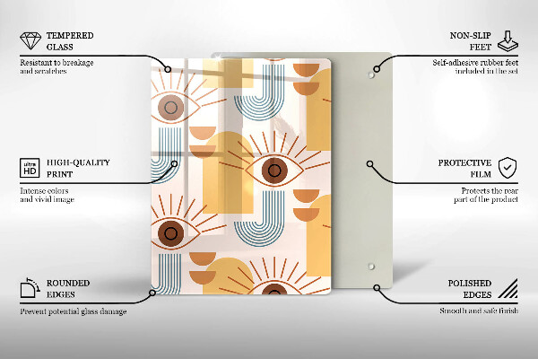 Üveg vágódeszka Boho szem minta