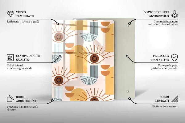 Üveg vágódeszka Boho szem minta