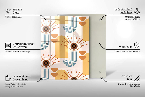 Üveg vágódeszka Boho szem minta