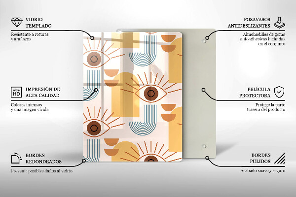 Üveg vágódeszka Boho szem minta