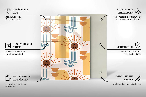 Üveg vágódeszka Boho szem minta