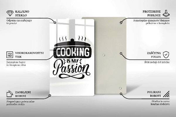 Üveg vágódeszka Cooking is my passion