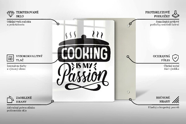 Üveg vágódeszka Cooking is my passion