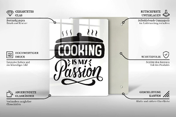 Üveg vágódeszka Cooking is my passion