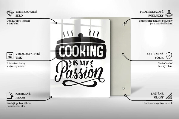Üveg vágódeszka Cooking is my passion