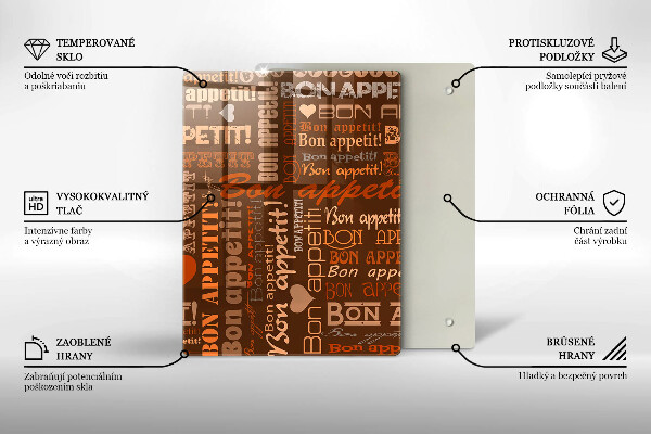 Üveg vágódeszka Bon appetit