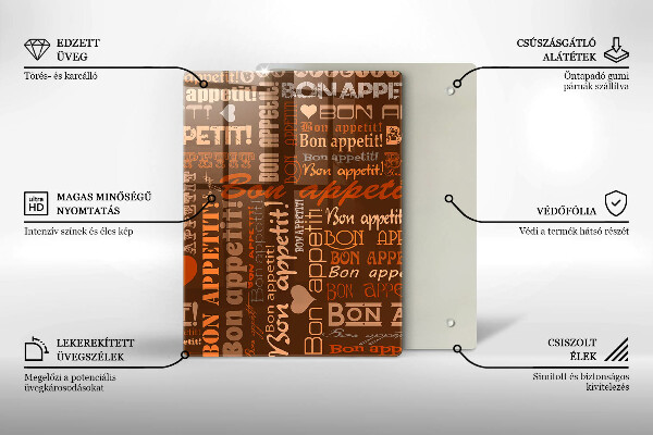 Üveg vágódeszka Bon appetit