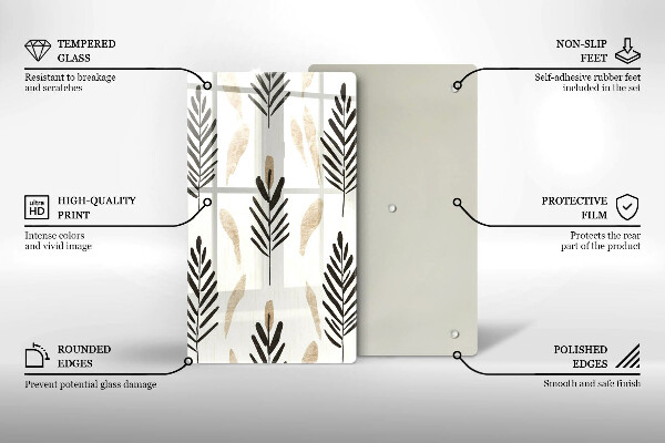 Üveg vágódeszka Boho növények