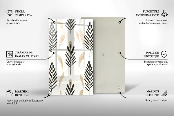 Üveg vágódeszka Boho növények